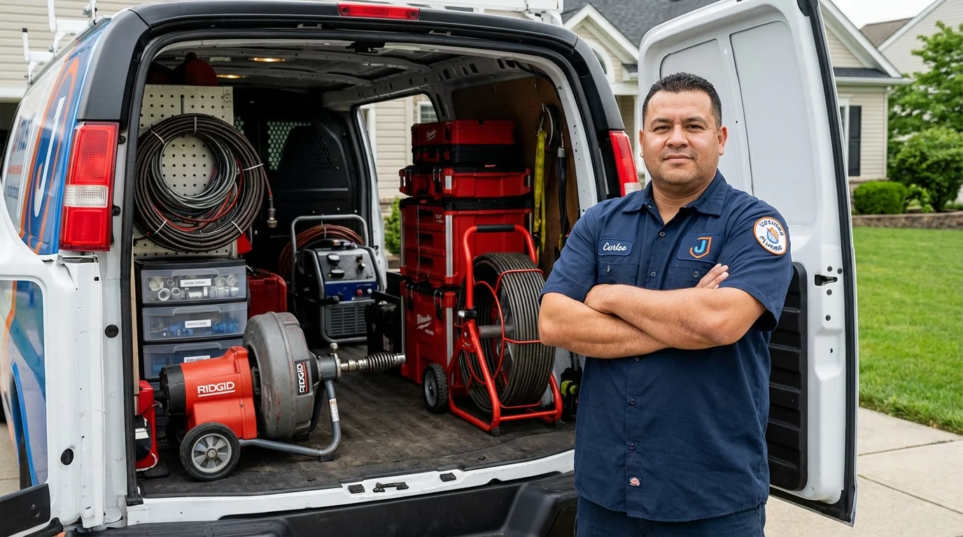 Professional drain cleaning equipment and Johns Plumbing LLC plumber in Woodridge