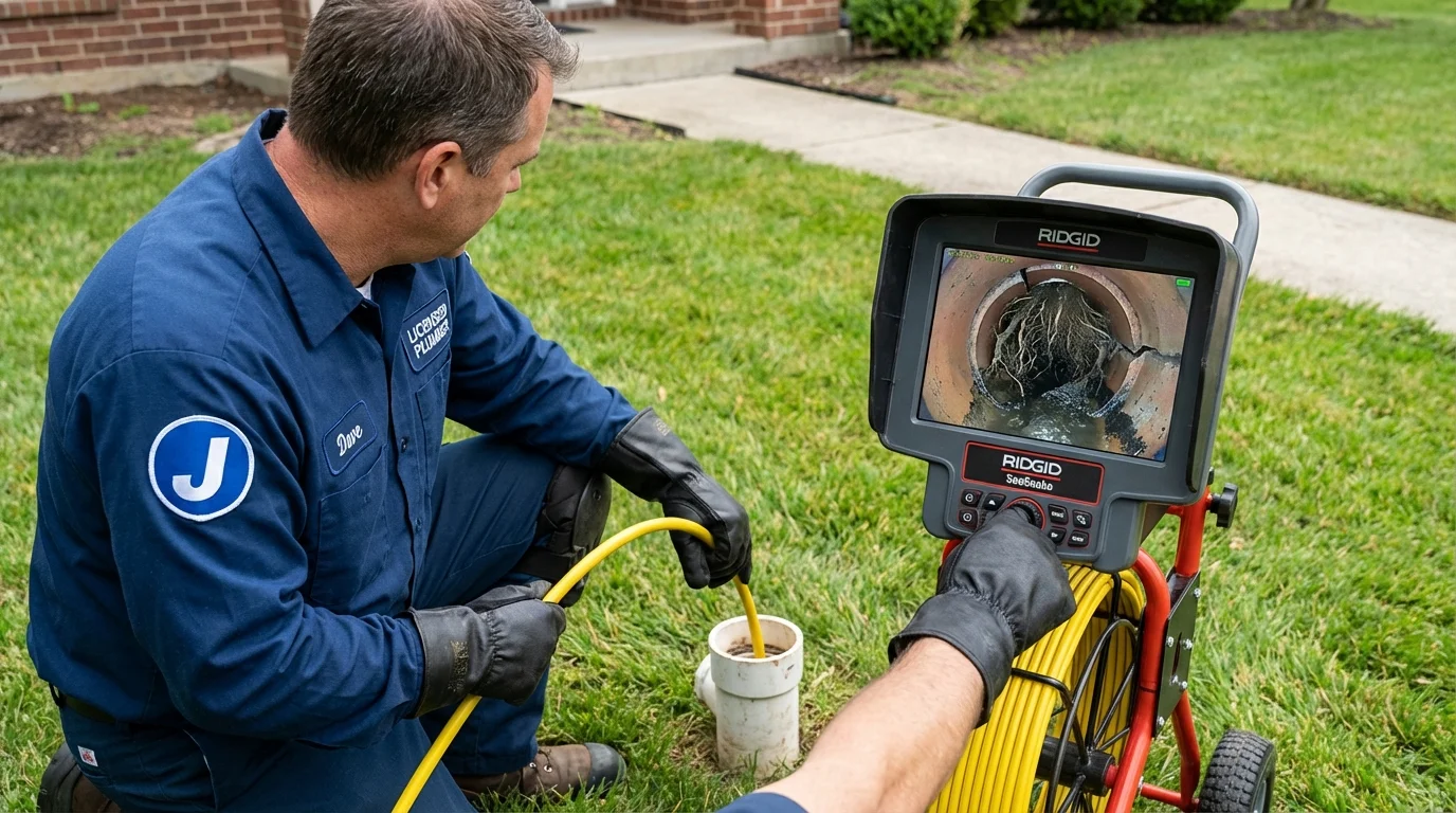 Sewer camera inspection being performed by Johns Plumbing LLC in Woodridge